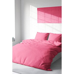 King Size Pembe Lux Pamuk Ranforce Çift Kişilik Nevresim Takımı