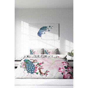 King Size Peacock Naturel Çift Kişilik Nevresim Takımı