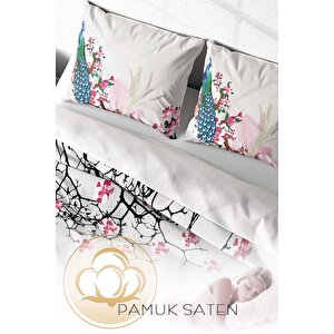 King Size Peacock Naturel Çift Kişilik Nevresim Takımı