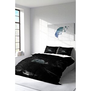 King Size Dark Moon 3d Pamuk Saten Çift Kişilik Nevresim Takımı