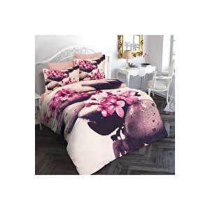 King Size Stone Flower 3d Pamuk Saten Çift Kişilik Nevresim Takımı