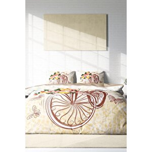 King Size Romantic Bicycle Modern Çift Kişilik Nevresim Takımı