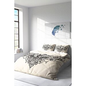 King Size Gray Lines 3d Pamuk Saten Çift Kişilik Nevresim Takımı