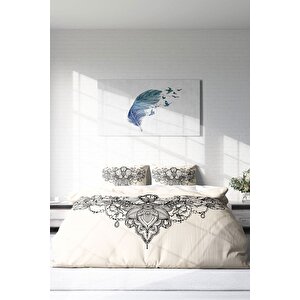 King Size Gray Lines 3d Pamuk Saten Çift Kişilik Nevresim Takımı