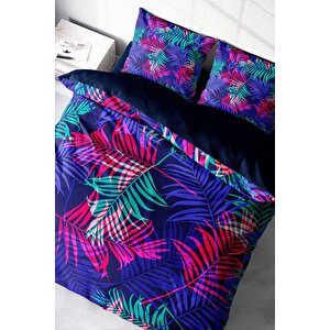 King Size Palm Color 3d Pamuk Saten Çift Kişilik Nevresim Takımı