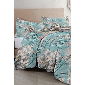 King Size Floral Desing Luxury Çift Kişilik Pamuk Saten Nevresim Takımı