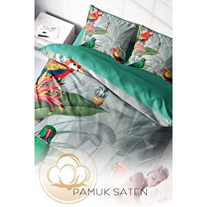 King Size World Naturel Parrots Çift Kişilik Nevresim Takımı