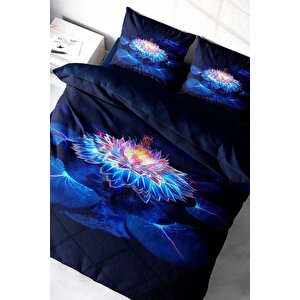King Size Lotus Night 3d Pamuk Saten Çift Kişilik Nevresim Takımı