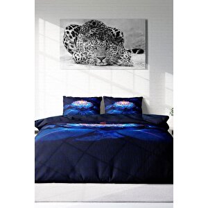 King Size Lotus Night 3d Pamuk Saten Çift Kişilik Nevresim Takımı
