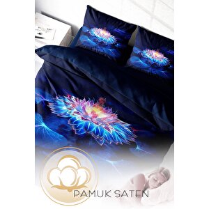 King Size Lotus Night 3d Pamuk Saten Çift Kişilik Nevresim Takımı