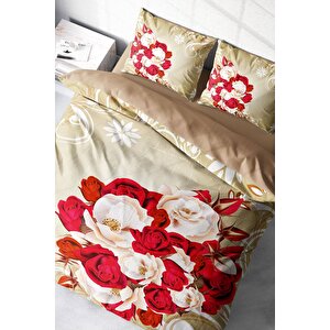 King Size Rose Cream-1007 Naturel Çift Kişilik Nevresim Takımı