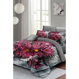 King Size Papatya Rüyası Çift Kişilik Nevresim Takımı 3d Pamuk Saten