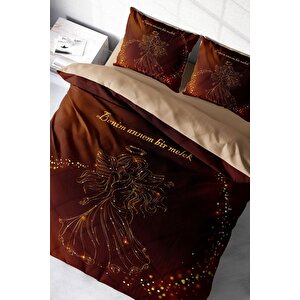 King Size Anneler Günü Çift Kişilik Nevresim Takımı %100 Pamuk Saten Melek Annem