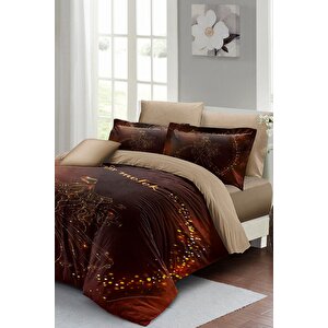 King Size Anneler Günü Çift Kişilik Nevresim Takımı %100 Pamuk Saten Melek Annem