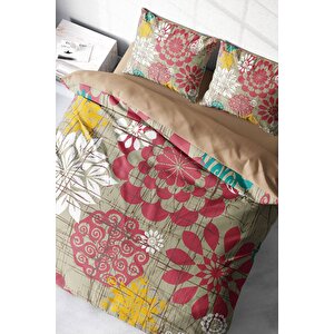 King Size Past Tense Flowers Naturel Çift Kişilik Nevresim Takımı