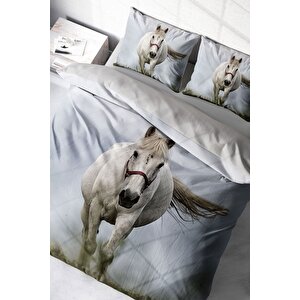 King Size Rebel Horse Naturel Çift Kişilik Nevresim Takımı