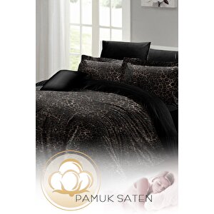 King Size Leopar Print Çift Kişilik Nevresim Takımı %100 Pamuk Saten 3d Özel Tasarım