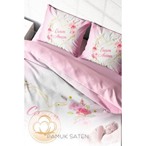 King Size Anneler Günü 6 3d Pamuk Saten Çift Kişilik Nevresim Takımı