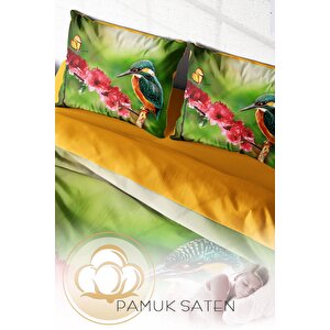 King Size Bahar Günü 3d Pamuk Saten Çift Kişilik Nevresim Takımı
