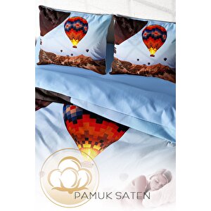 King Size Kapadokya 3d Pamuk Saten Çift Kişilik Nevresim Takımı