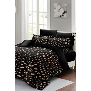King Size Çift Kişilik Nevresim Takımı Pamuk Saten 3d Özel Tasarım Animal Print