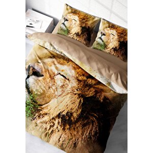 King Size Lion Naturel Çift Kişilik Nevresim Takımı