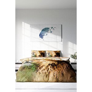 King Size Lion Naturel Çift Kişilik Nevresim Takımı