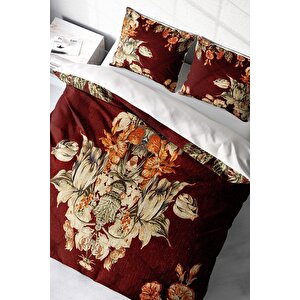 King Size Glazed Bouquet 3d Pamuk Saten Çift Kişilik Nevresim Takımı