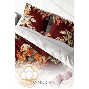 King Size Glazed Bouquet 3d Pamuk Saten Çift Kişilik Nevresim Takımı
