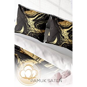 King Size Black Design 3d Pamuk Saten Çift Kişilik Nevresim Takımı