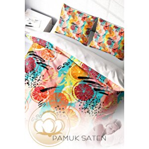 King Size Exotic Fruits 3d Pamuk Saten Çift Kişilik Nevresim Takımı