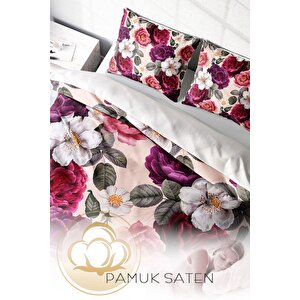 King Size Flower Dream 3d Pamuk Saten Çift Kişilik Nevresim Takımı