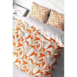 King Size Orange 3d Pamuk Saten Çift Kişilik Nevresim Takımı