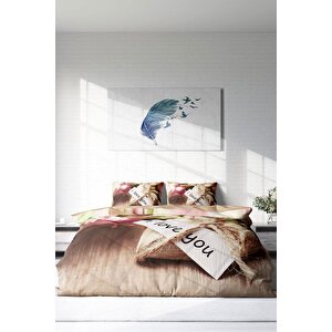 King Size Love You 3d Dijital Baskılı Çift Kişilik Nevresim Takımı