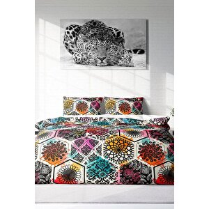 King Size Patchwork Tiles 3d Pamuk Saten Çift Kişilik Nevresim Takımı