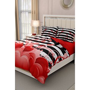 King Size Sevgililer Günü Çift Kişilik Nevresim Takımı%100 Pamuk 3d Saten Aşk Rüyası