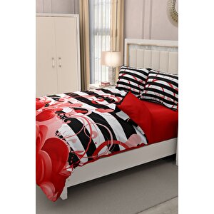 King Size Sevgililer Günü Çift Kişilik Nevresim Takımı%100 Pamuk 3d Saten Aşk Rüyası