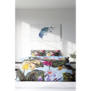 King Size Bird Tropik 3d Çift Kişilik Nevresim Takımı