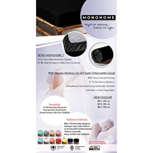 Fitted Lastikli Çarşaf Çift Kişilik %100 Pamuk 180*200 Siyah (nevresim Kumaşından Üretilmiştir)