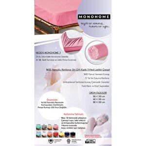 Fitted Lastikli Çarşaf Çift Kişilik %100 Pamuk 180*200 Pembe (nevresim Kumaşından Üretilmiştir)
