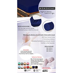 Fitted Lastikli Çarşaf Çift Kişilik %100 Pamuk 160*200 Lacivert (nevresim Kumaşından Üretilmiştir)