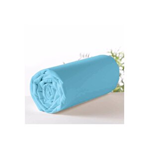 Fitted Lastikli Çarşaf Tek Kişilik %100 Pamuk Ranforce Açık Mavi 100*200cm
