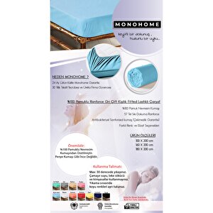 Fitted Lastikli Çarşaf Tek Kişilik %100 Pamuk Ranforce Açık Mavi 100*200cm