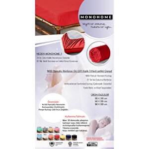 Fitted Lastikli Çarşaf Tek Kişilik %100 Pamuk Ranforce Kırmızı 100*200cm