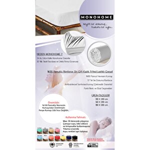 Fitted Lastikli Çarşaf Tek Kişilik %100 Pamuk Ranforce Beyaz 100*200cm