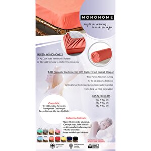 Fitted Lastikli Çarşaf Tek Kişilik %100 Pamuk Ranforce Somon 100*200cm