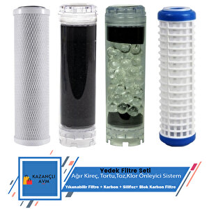 Lotto Filters Daire Bina Sayaç Girişi 4 Aşama Su Arıtma Cihazı Yedek Filtre Seti