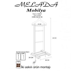 Melada Mobilya Gürgen Tekli Dilsiz Uşak Ceviz Basic