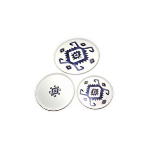 Arabesque Mavi Desen Servis Sunum Seti