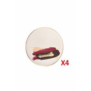 Porland Dash Düz Pasta Tabağı 21cm 4'lü 04alm007900
